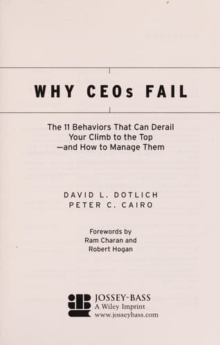 Cover of Why CEOs fail by David L. Dotlich