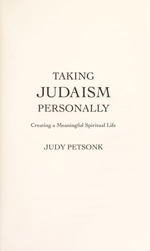 Cover of Taking Judaism personally by Judy Petsonk