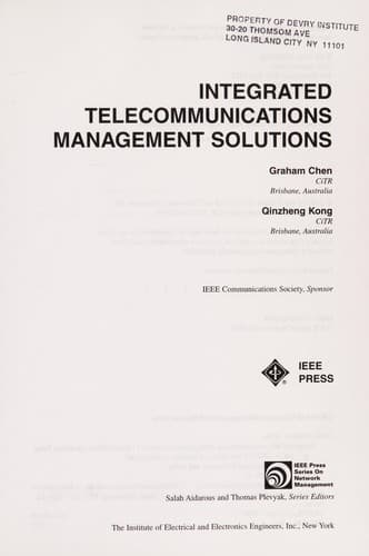 Cover of Integrated telecommunications management solutions by Graham Chen