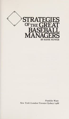 Cover of Strategies of the great baseball managers by Hank Nuwer