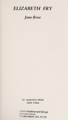 Cover of Elizabeth Fry by Rose, June