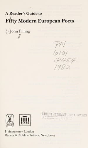 Cover of A reader's guide to fifty modern European poets by John Pilling
