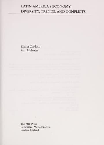 Cover of Latin America's economy by Eliana A. Cardoso
