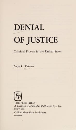 Cover of Denial of justice by Weinreb, Lloyd L