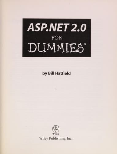Cover of ASP.NET 2.0 for dummies by Bill Hatfield