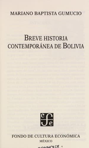 Cover of Breve historia contemporánea de Bolivia by Mariano Baptista Gumucio
