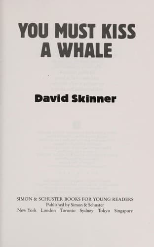 Cover of You must kiss a whale by Skinner, David