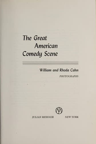 Cover of The great American comedy scene by William Cahn