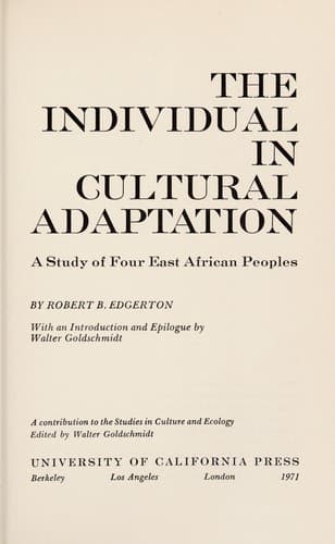 Cover of The individual in cultural adaptation by Robert B. Edgerton