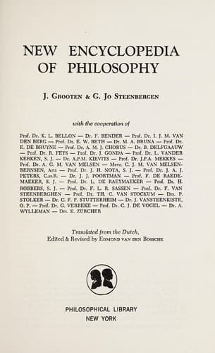 Cover of New encyclopedia of philosophy by Johan Grooten
