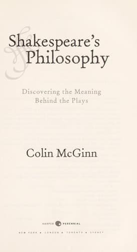 Cover of Shakespeare's Philosophy by Colin Mcginn