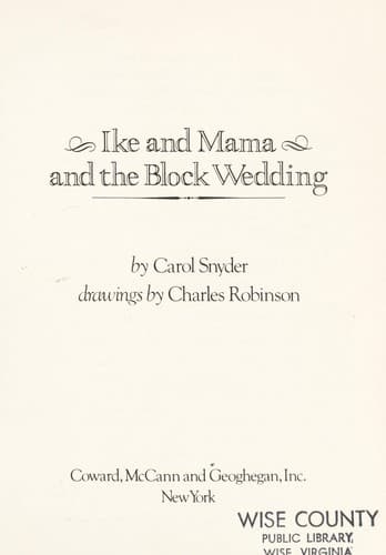 Cover of Ike and Mama and the block wedding by Carol Snyder