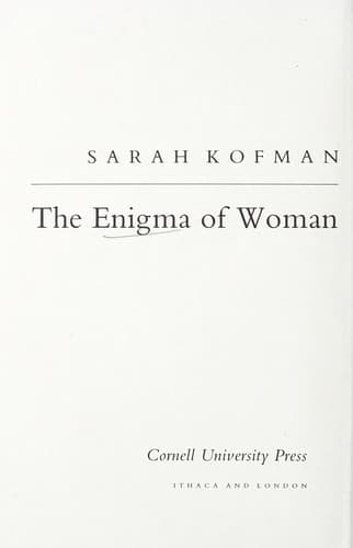 Cover of The enigma of woman by Sarah Kofman