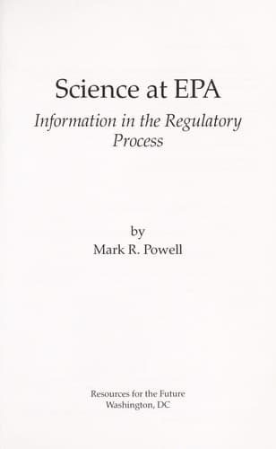 Cover of Science at EPA by Mark R Powell