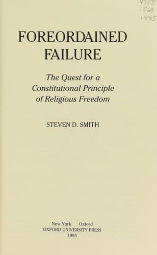 Cover of Foreordained failure by Steven D. Smith