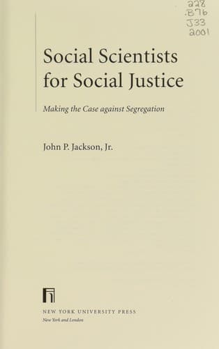 Cover of Social scientists for social justice by John P. Jackson