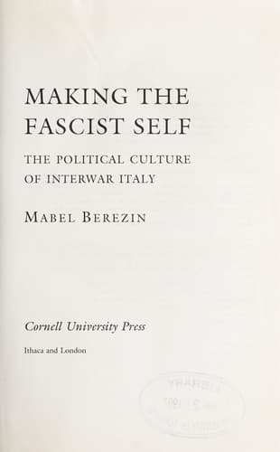 Cover of Making the fascist self by Mabel Berezin