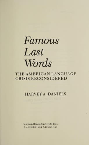Cover of Famous last words by Daniels, Harvey