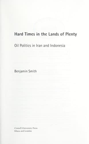 Cover of Hard times in the lands of plenty by Benjamin B. Smith