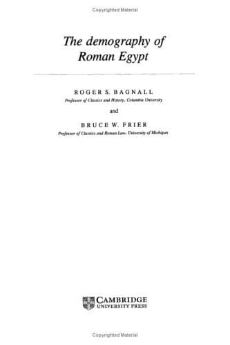 Cover of The demography of Roman Egypt by Roger S. Bagnall