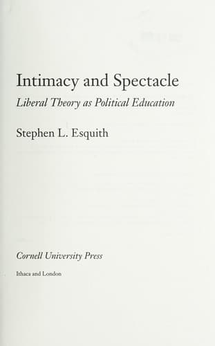 Cover of Intimacy and spectacle by Stephen L. Esquith