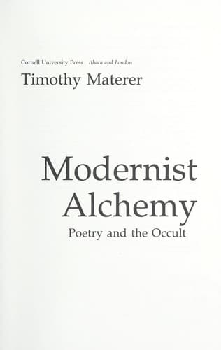 Cover of Modernist alchemy by Timothy Materer