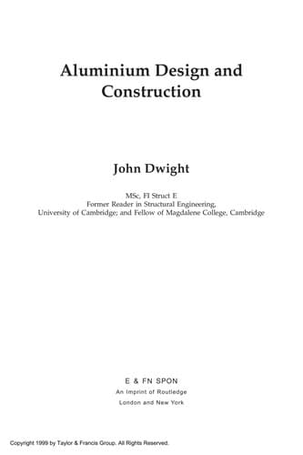 Cover of Aluminium design and construction by John Dwight