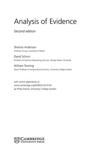 Cover of Analysis of evidence / Terence Anderson, David Schum, William Twining by Terence Anderson