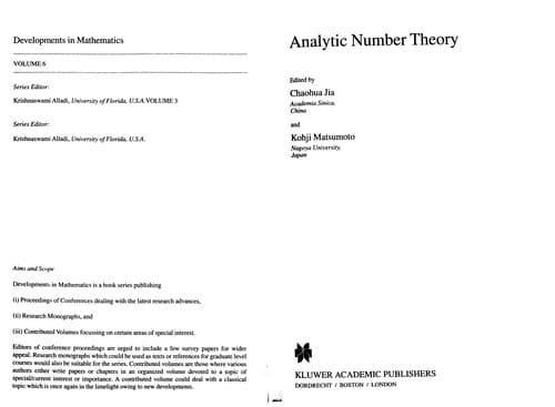 Cover of Analytic number theory by China-Japan Seminar on Number Theory (1st 1999 Beijing, China)