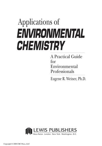 Cover of Applications of environmental chemistry by Eugene R Weiner