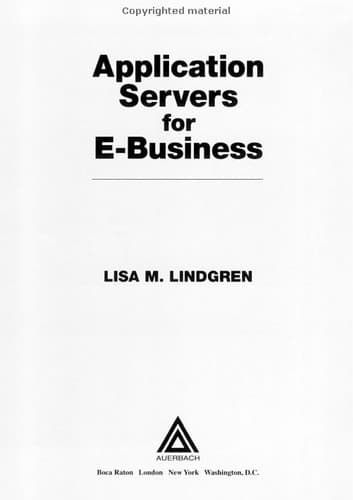 Cover of Application servers for e-business by Lisa Lindgren