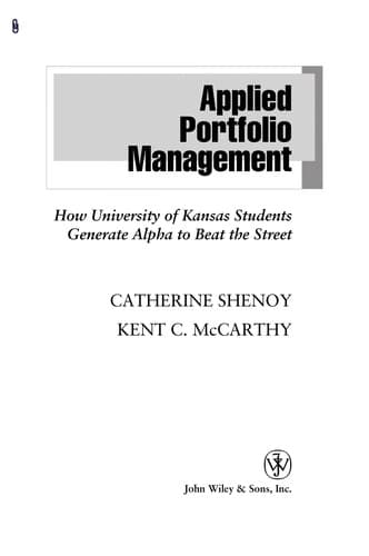 Cover of Applied portfolio management by Catherine Shenoy