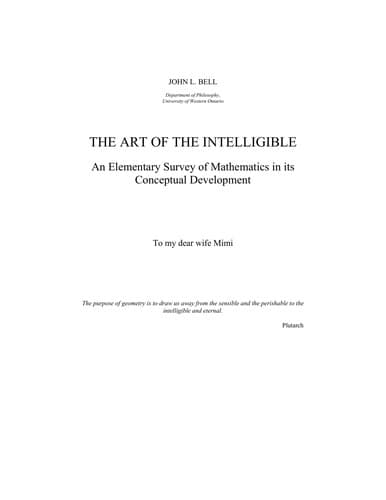 Cover of The art of the intelligible by John L. Bell