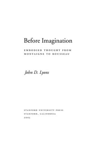 Cover of Before imagination by John D. Lyons