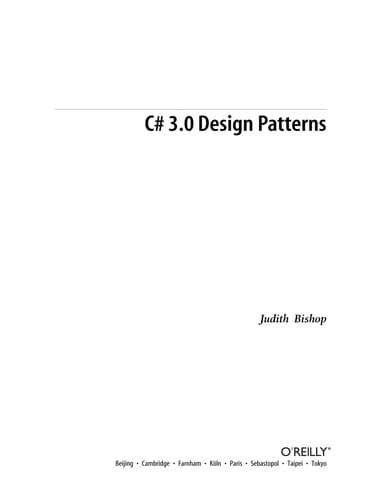 Cover of C# 3.0 Design Patterns by Judith Bishop