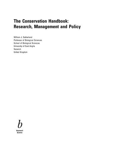 Cover of The conservation handbook by William J Sutherland
