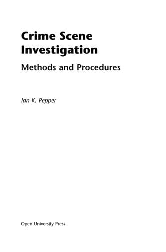 Cover of Crime scene investigation by Ian K. Pepper