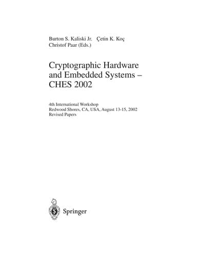 Cover of Cryptographic hardware and embedded systems--ACHES 2002 by CHES 2002 (2002 Redwood Shores, Calif.)
