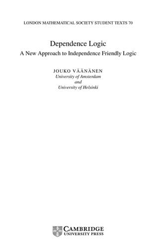 Cover of Dependence logic by J. Väänänen