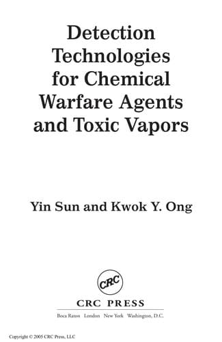 Cover of Detection technologies for chemical warfare agents and toxic vapors by Yin Sun