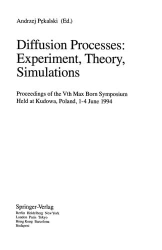 Cover of Diffusion processes by Max Born Symposium (5th 1994 Kudowa Zdrój, Poland)