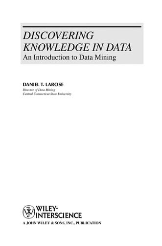 Cover of Discovering knowledge in data by Daniel T Larose