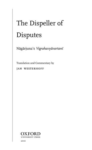 Cover of The dispeller of disputes by Nāgārjuna