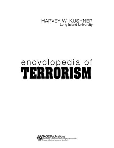 Cover of Encyclopedia of terrorism by Harvey W Kushner