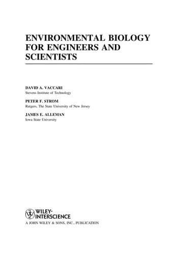 Cover of Environmental biology for engineers and scientists by David A. Vaccari