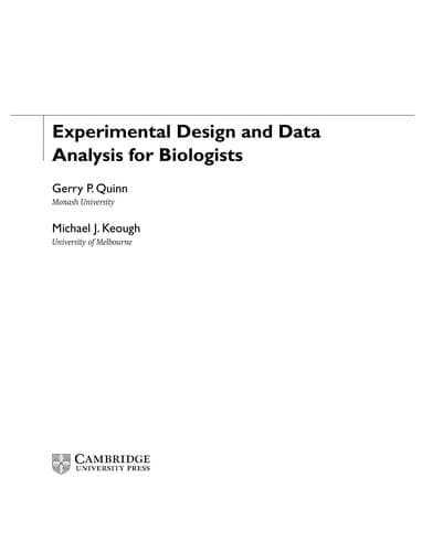 Cover of Experimental design and data analysis for biologists by G. P. Quinn