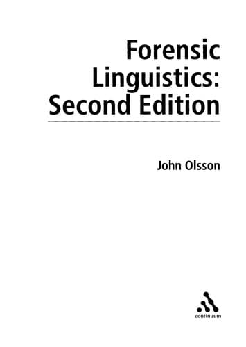 Cover of Forensic linguistics by John Olsson