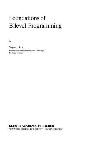 Cover of Foundations of bilevel programming by Stephan Dempe