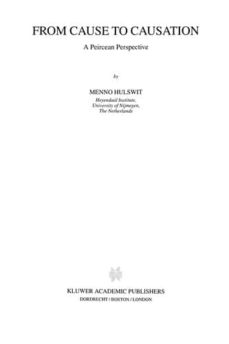 Cover of From cause to causation by Menno Hulswit