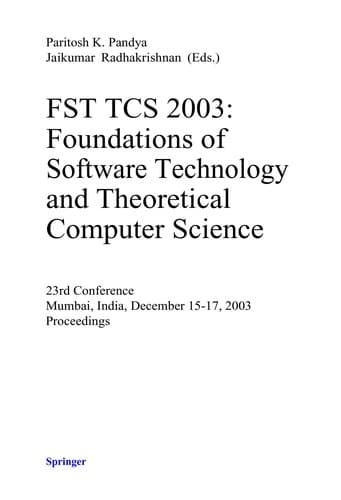 Cover of FST TCS 2003 by Conference on Foundations of Software Technology and Theoretical Computer Science (23rd 2003 Mumbai, India)
